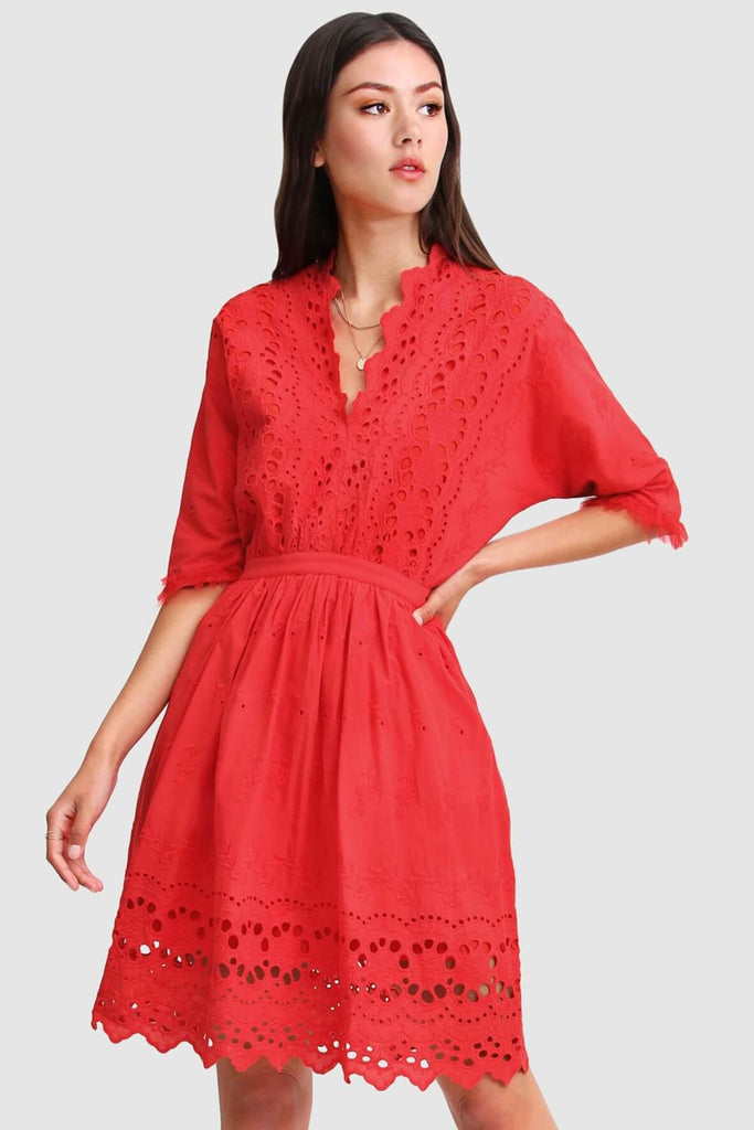 Whisper Mini Dress in Red - Belle & Bloom
