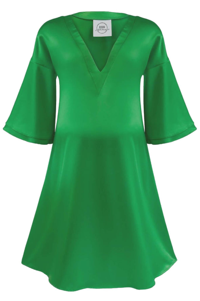 Emerald Green V-Neck With Flounce Sleeve - Bohn Fabulous