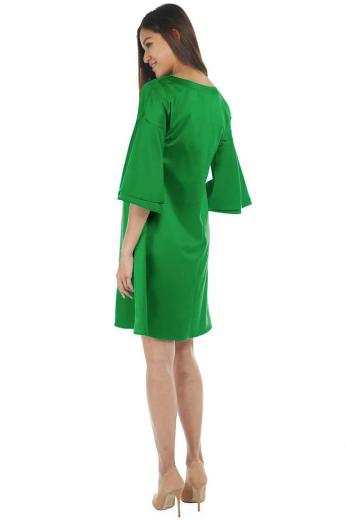 Emerald Green V-Neck With Flounce Sleeve - Bohn Fabulous