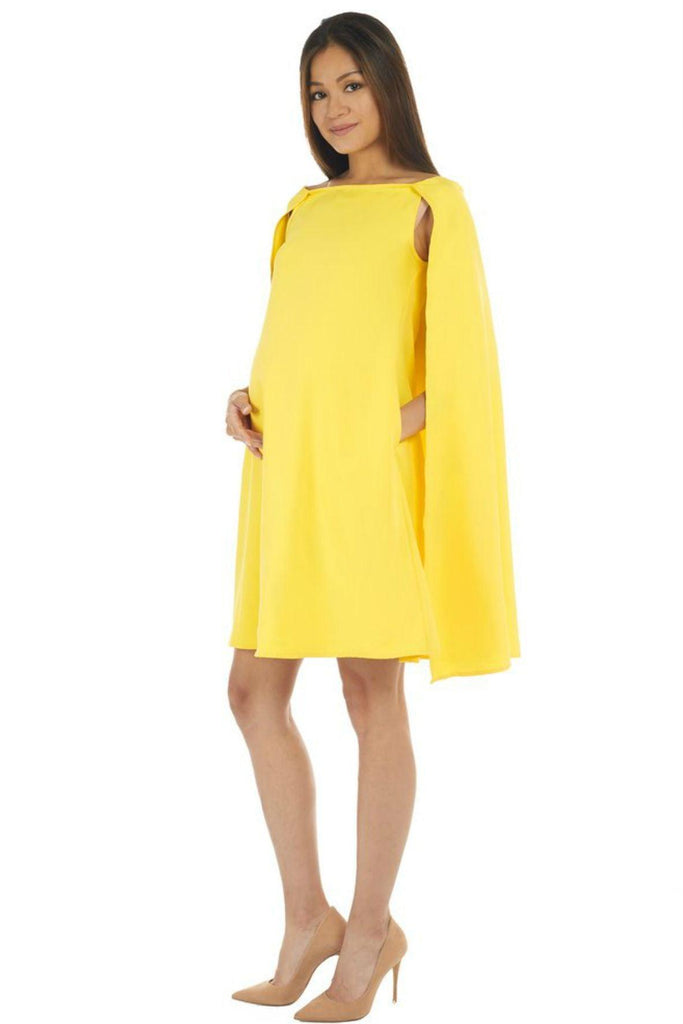 Lemon Yellow Cape Dress - Bohn Fabulous