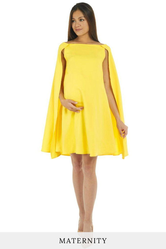Lemon Yellow Cape Dress - Bohn Fabulous