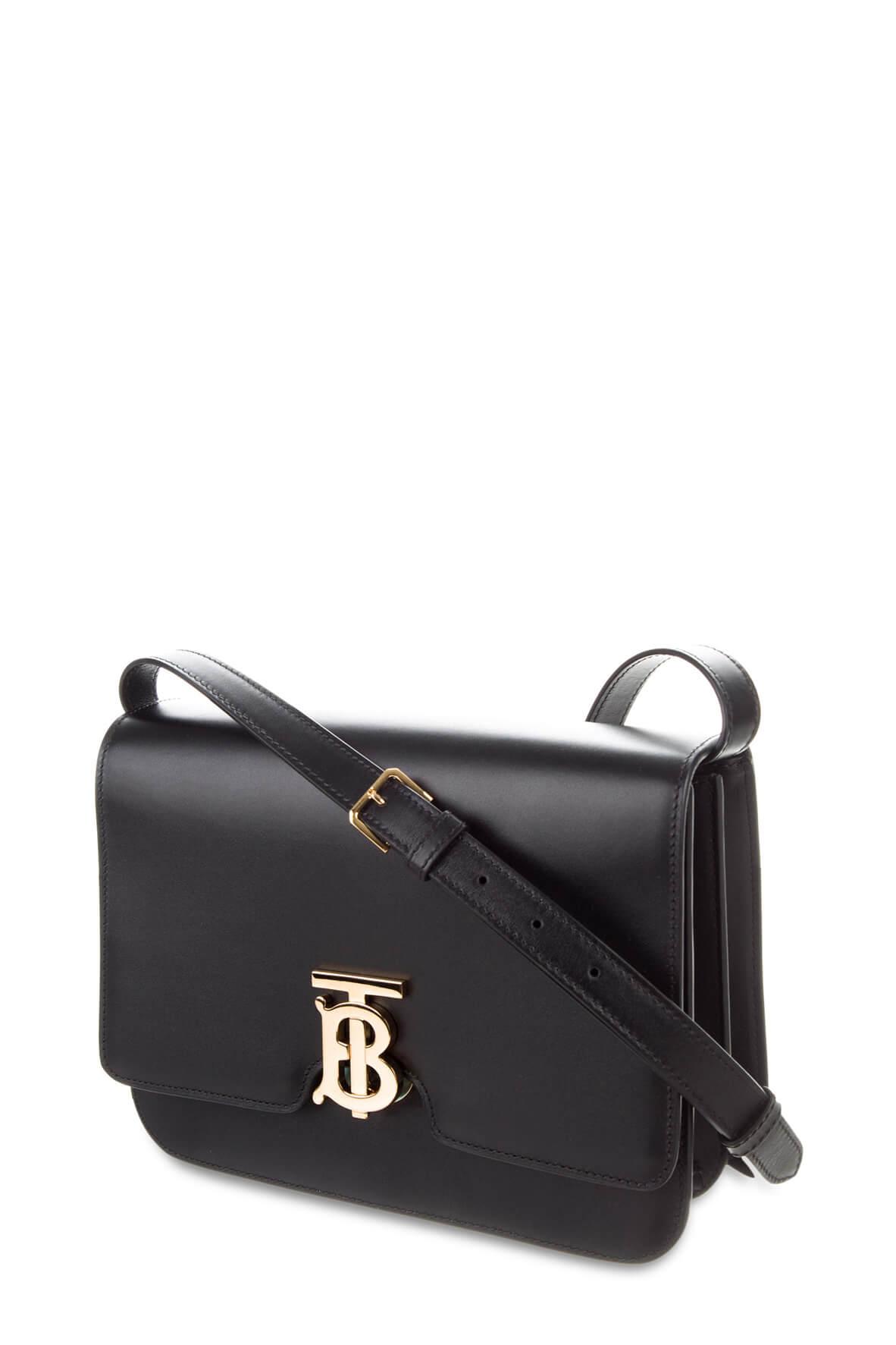 Burberry Small Grainy Leather TB Bag Black in Calfskin with Gold-tone - US