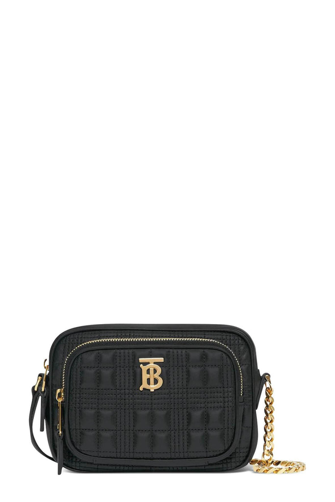 Small Quilted Check Camera Bag Black - BURBERRY