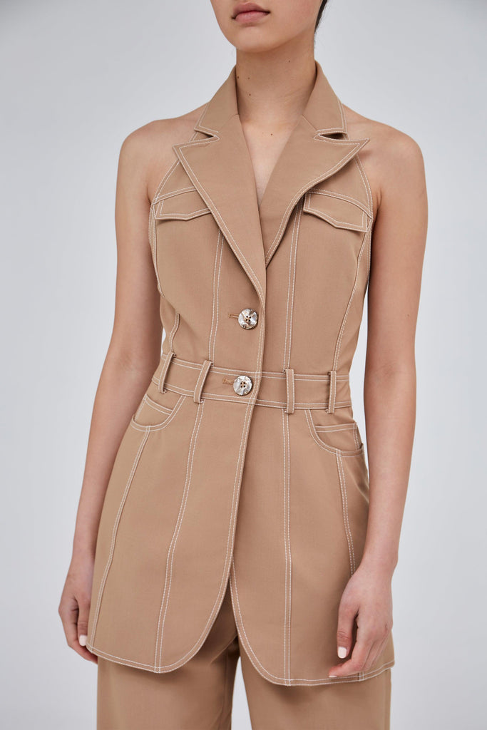 Deconstruct Vest in Camel - C/Meo Collective