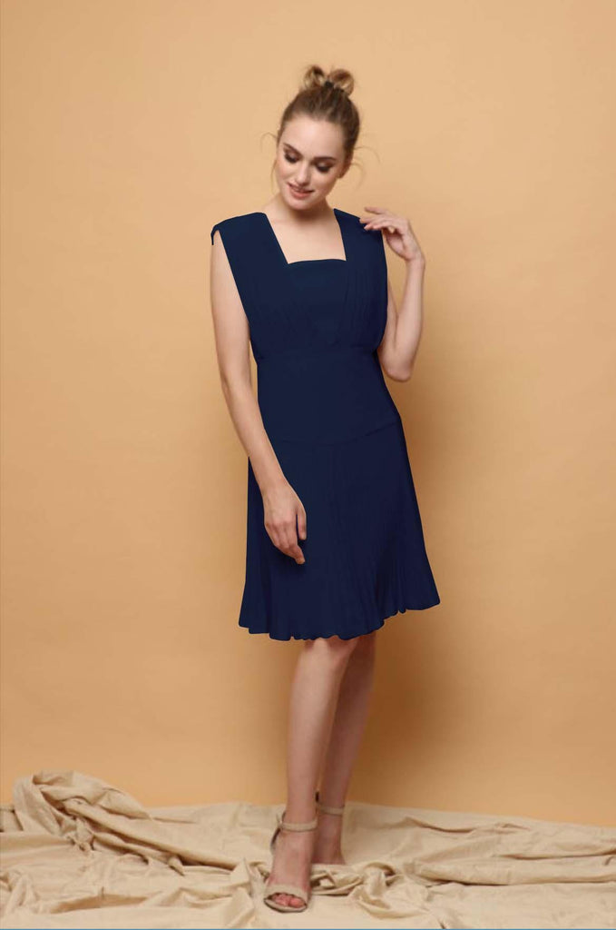 Blue Angel Pleated Short Dress - Creme De La Creme