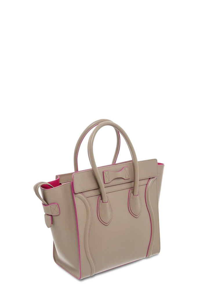 Micro Luggage Taupe with Pink Piping - CELINE