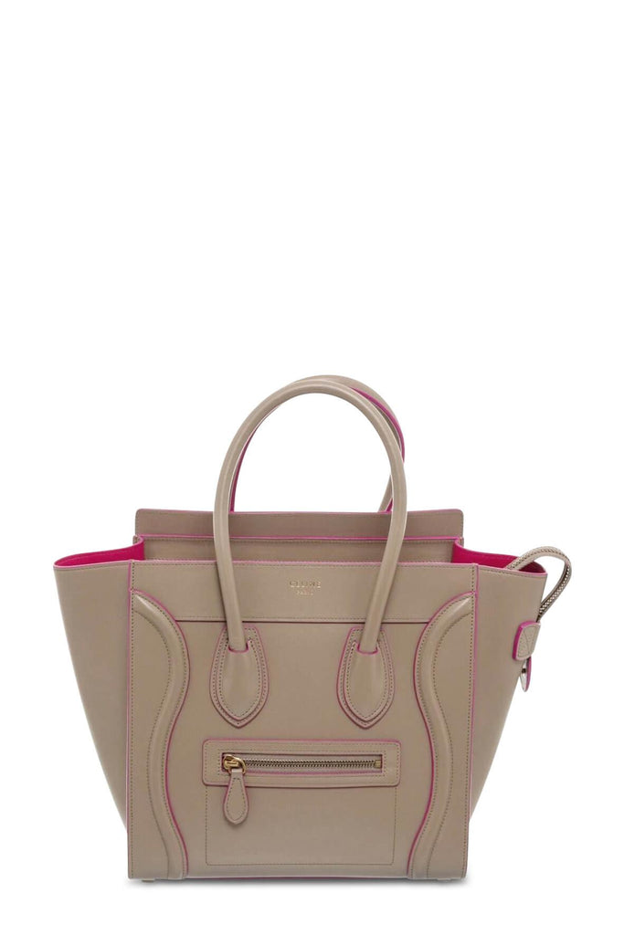 Micro Luggage Taupe with Pink Piping - CELINE