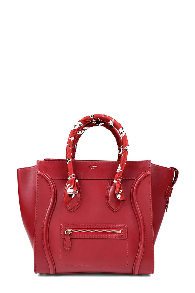 Mini Luggage Red with Handle Wraps - CELINE