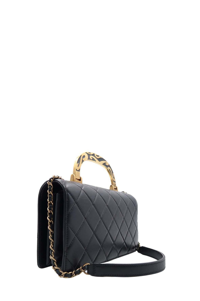 Classic Flap bag with Enamel Top Handle Black - Chanel