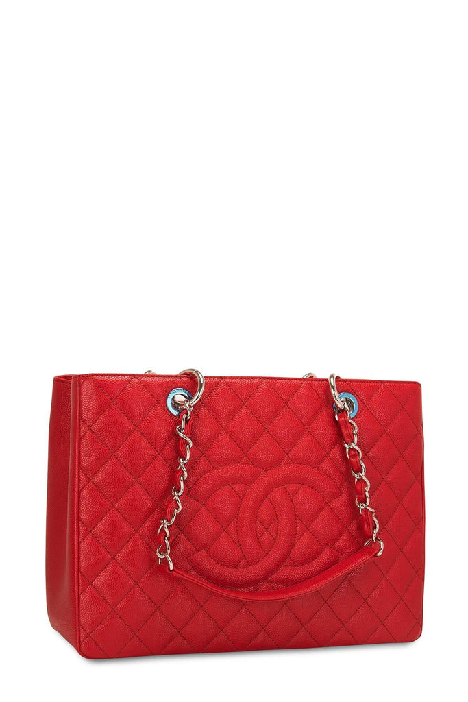Grand Shopping Tote Red with Silver Hardware - CHANEL