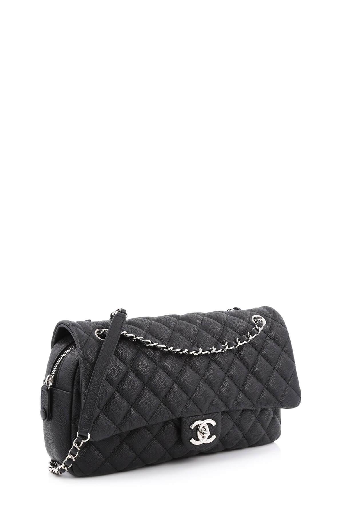 Jumbo Caviar Easy Flap Black with Silver Hardware – Style Theory SG