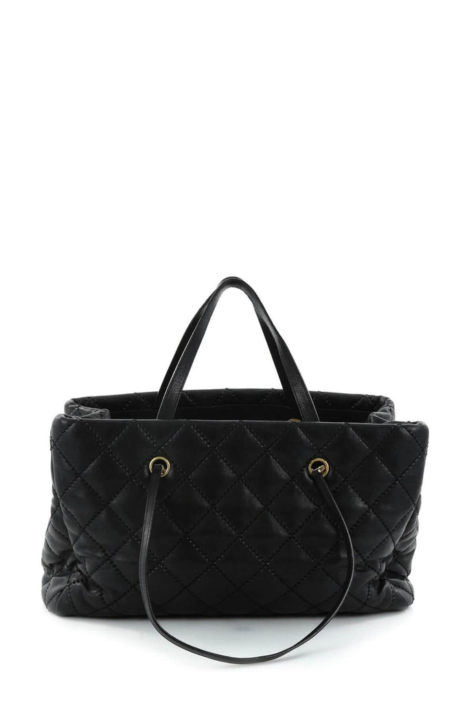 Large Quilted Retro Chain Shopping Tote Black - Chanel