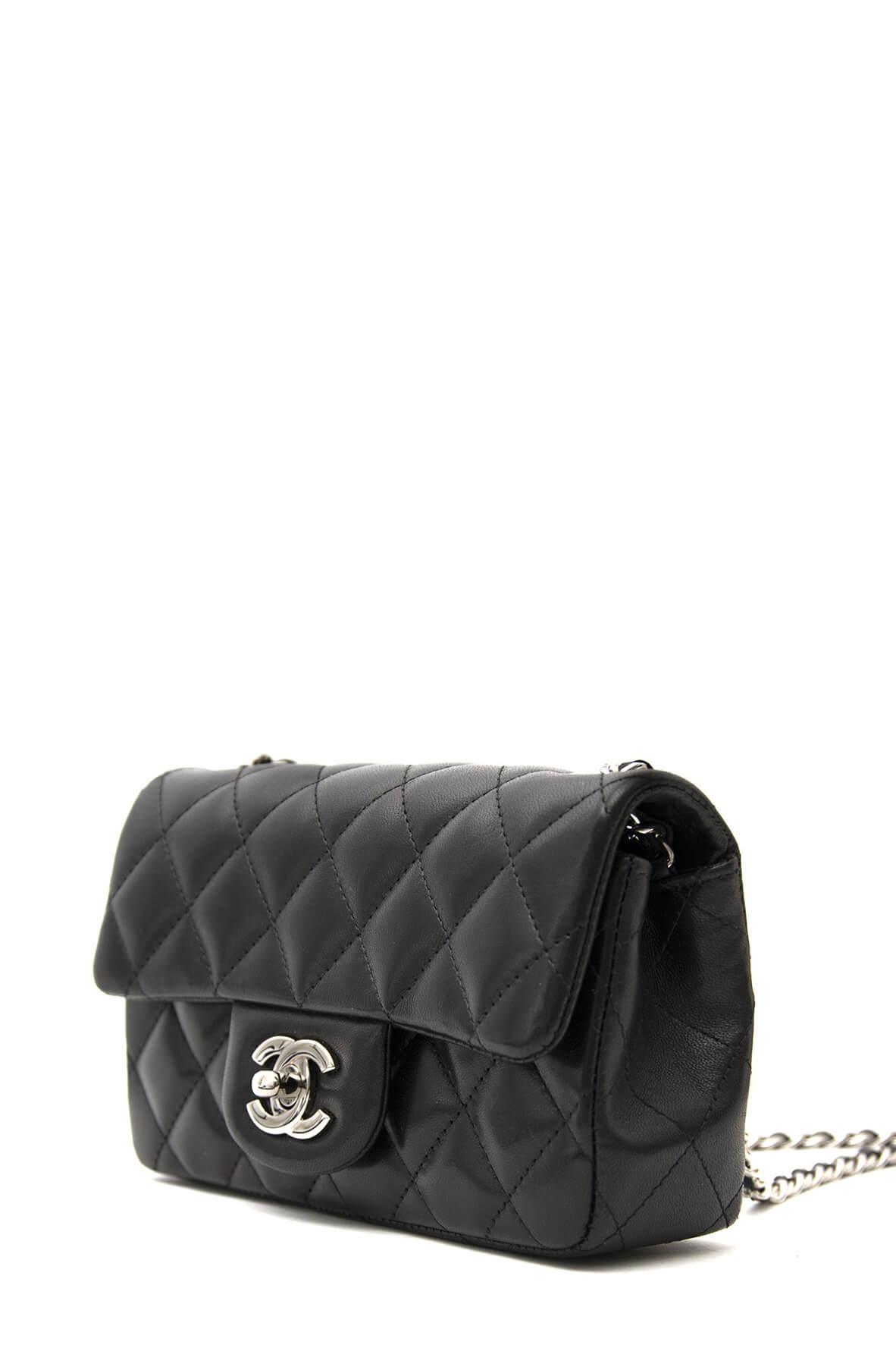 Quilted Lambskin Mini Classic Single Flap Bag Black with Silver