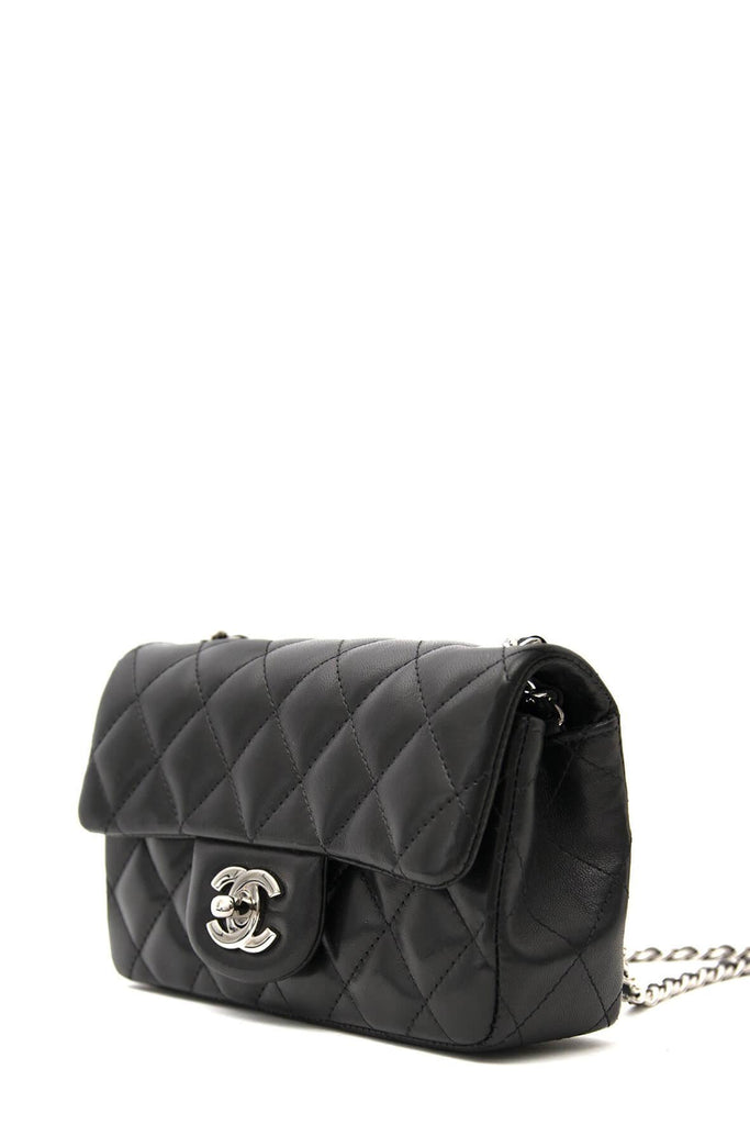 Quilted Lambskin Mini Classic Single Flap Bag Black with Silver Hardware - CHANEL