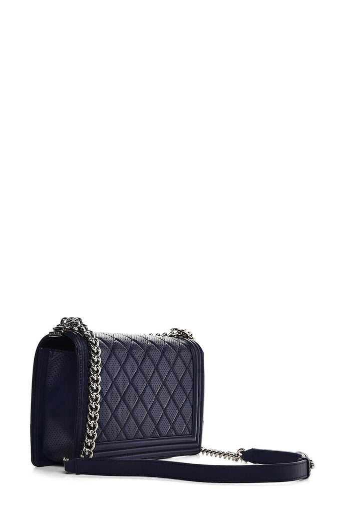 New Medium Perforated Boy Navy with Silver Hardware - CHANEL