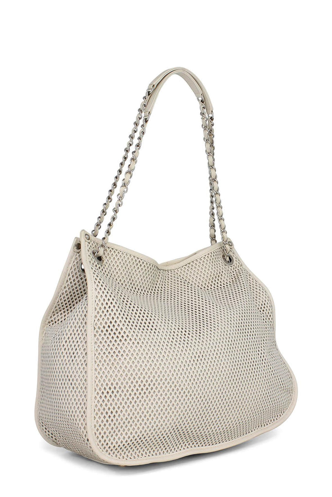 Perforated Up in the Air Chain Tote White - Chanel