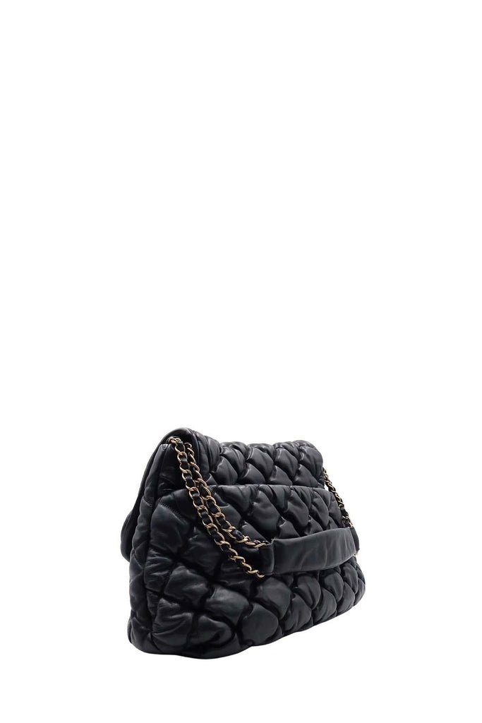Quilted Bubble Hobo Flap Bag Black - CHANEL