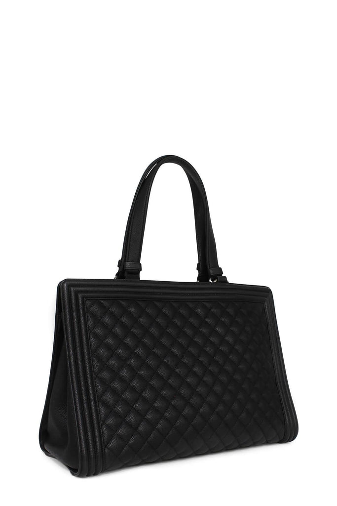 Quilted Caviar Boy Shopping Tote Black - Chanel