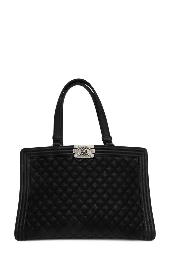 Quilted Caviar Boy Shopping Tote Black - Chanel