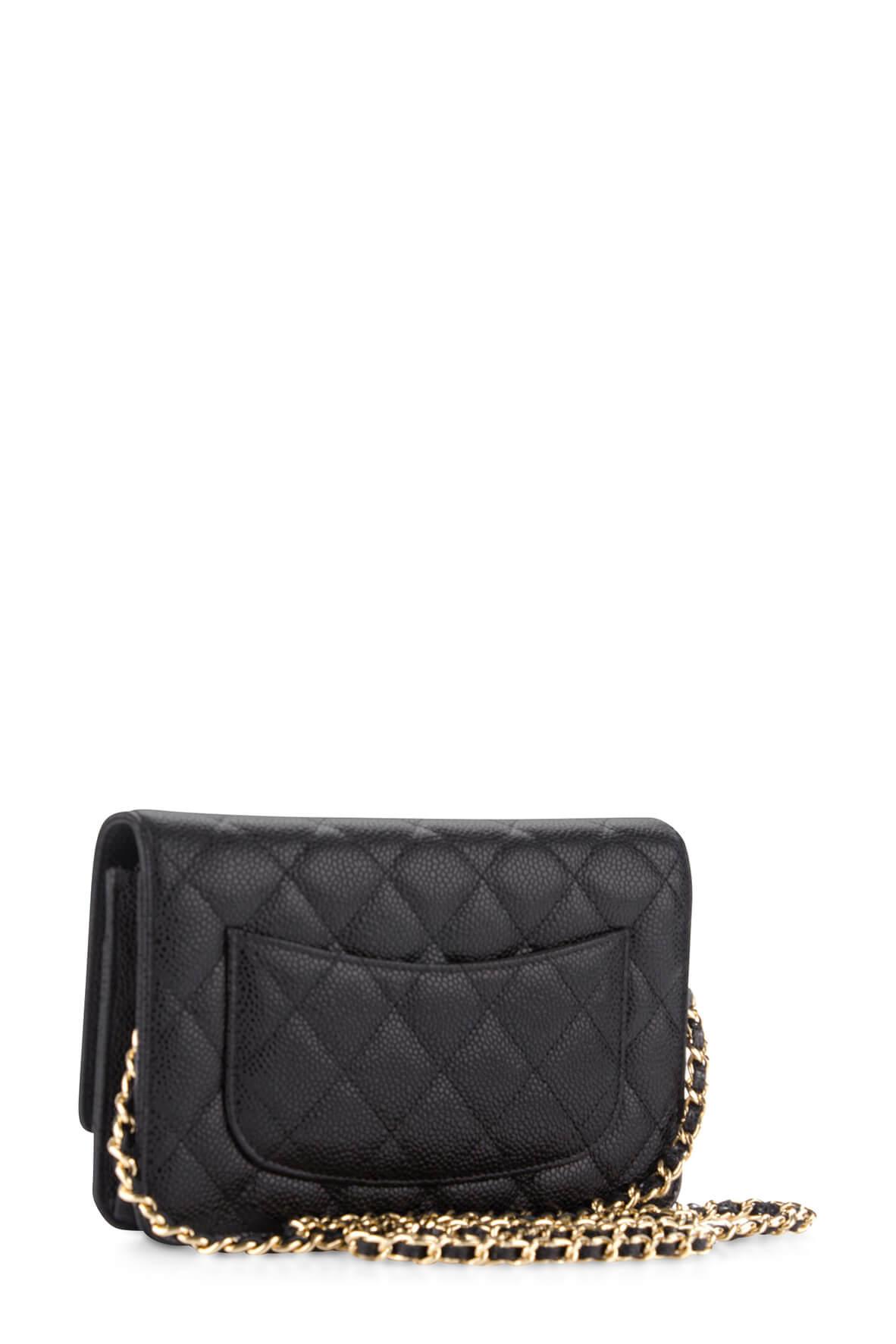 Quilted Caviar Classic Wallet on Chain Black – Style Theory SG
