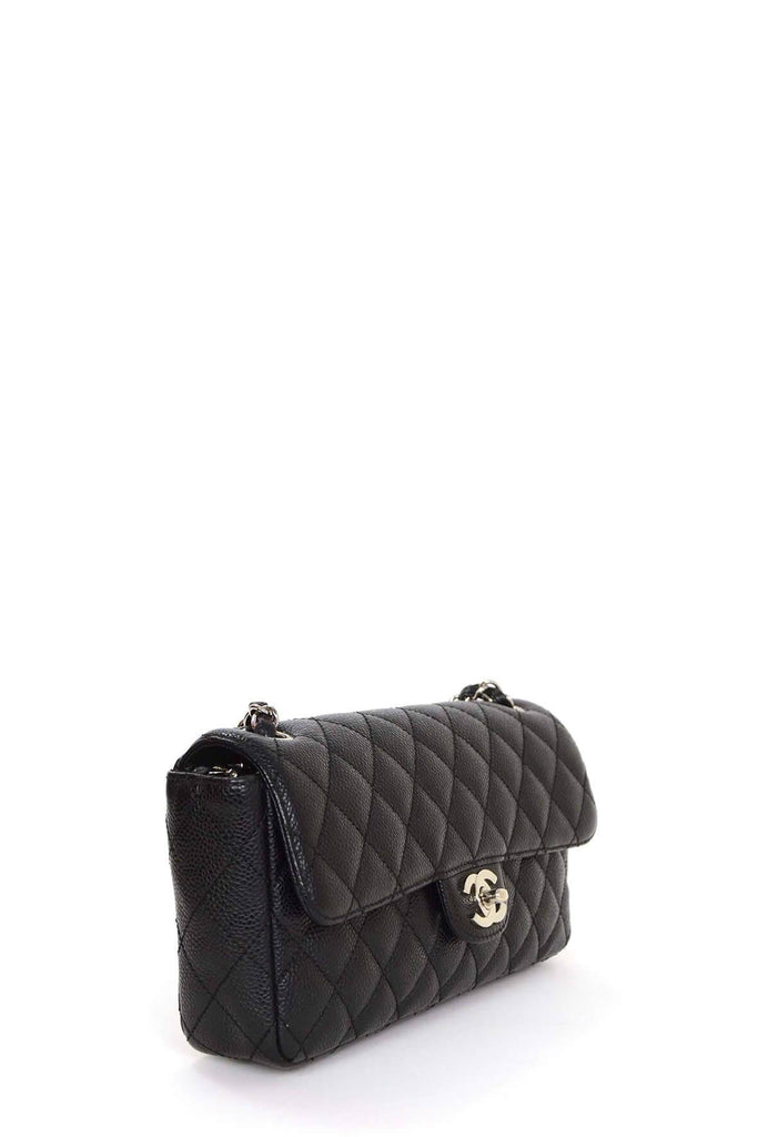Quilted Caviar East West Flap Bag Black - Chanel