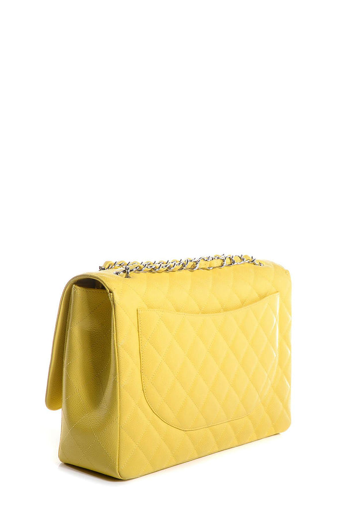 Quilted Caviar Classic Maxi Single Flap Bag Yellow - Chanel