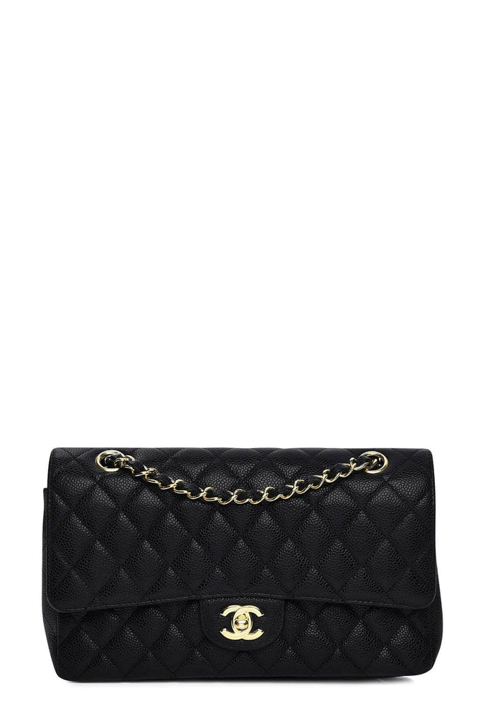 Quilted Caviar Medium Classic Flap Bag Black with Gold Hardware - CHANEL