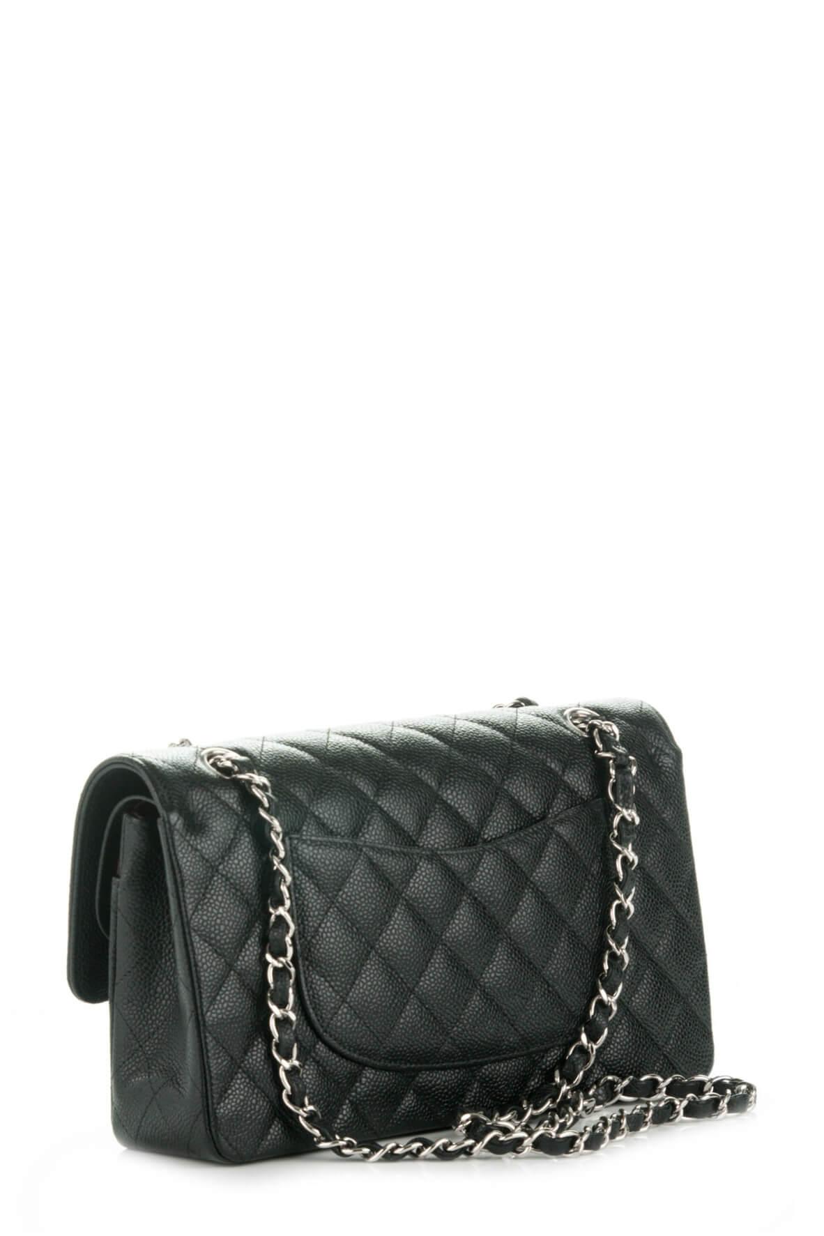 Quilted Caviar Medium Classic Flap Bag Black with Silver Hardware – Style  Theory SG