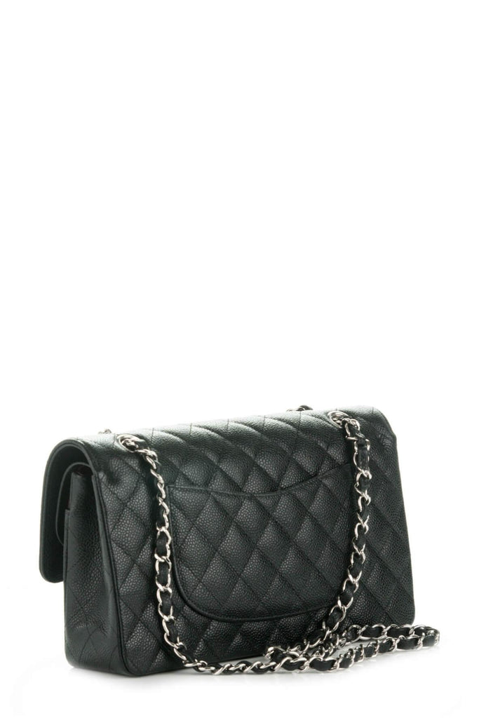 Quilted Caviar Medium Classic Flap Bag Black with Silver Hardware - CHANEL
