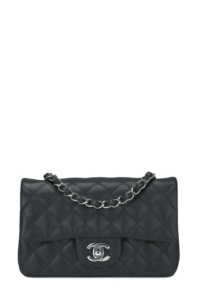 Quilted Caviar New Mini Classic Single Flap Black with Silver Hardware - CHANEL