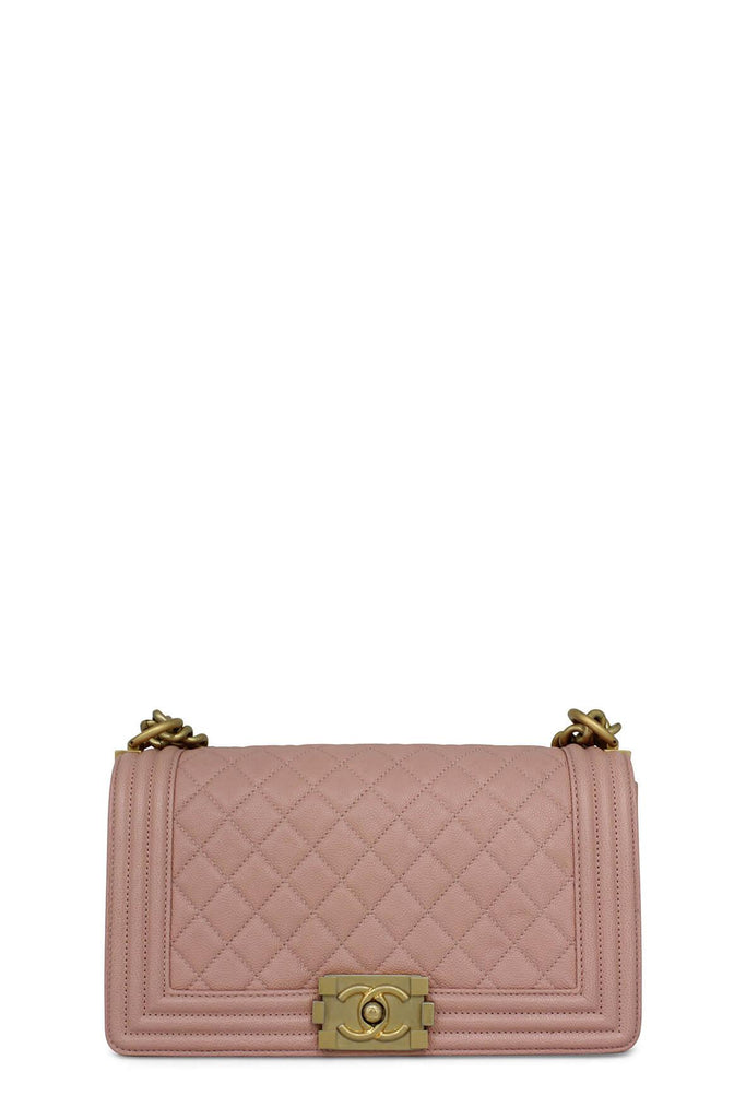 Quilted Caviar Old Medium Boy Pink with Gold Hardware - CHANEL