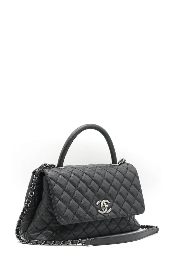 Quilted Caviar Small Coco Top Handle Bag Black - Chanel