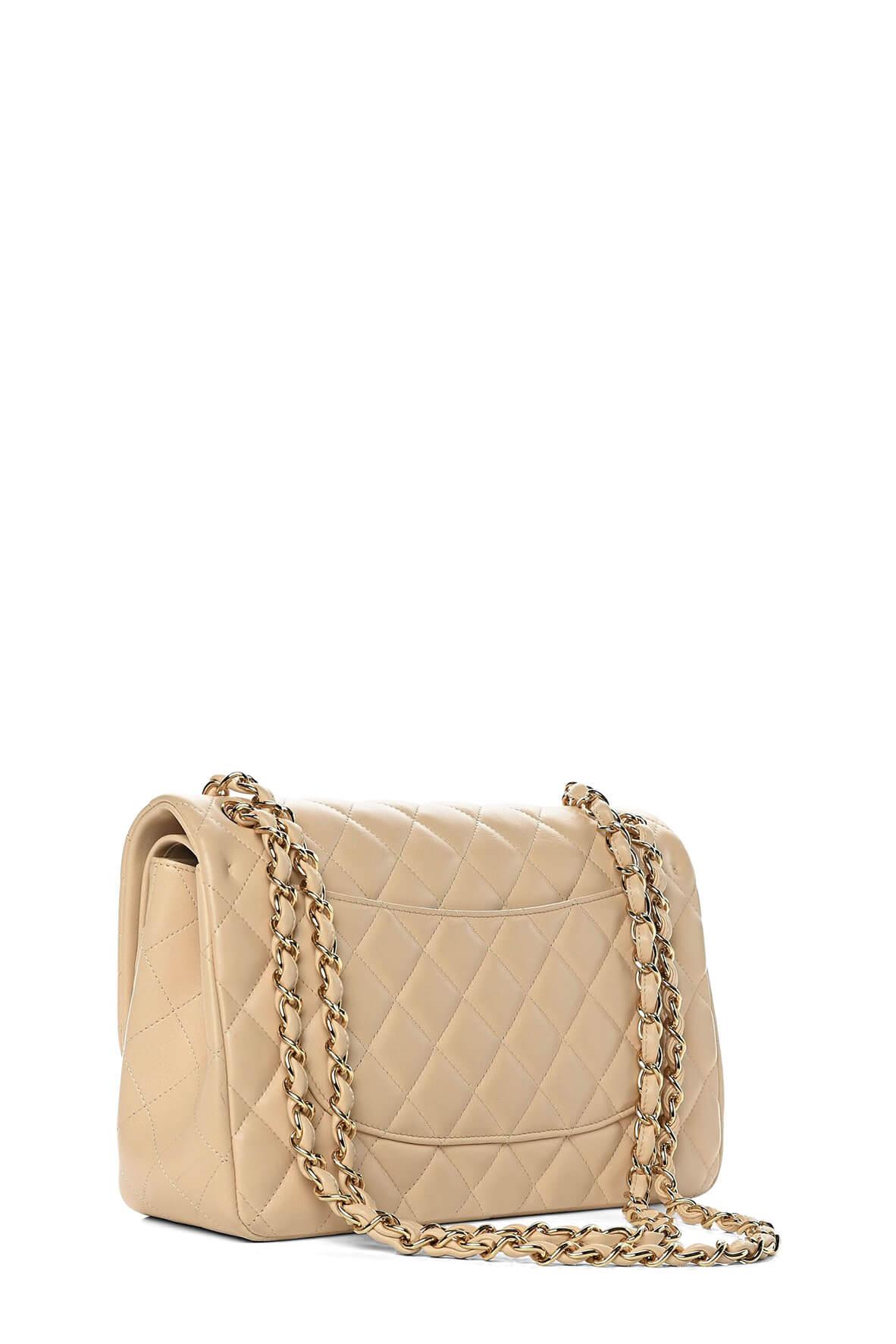 Quilted Lambskin Jumbo Classic Flap Bag Beige with Gold Hardware – Style  Theory SG