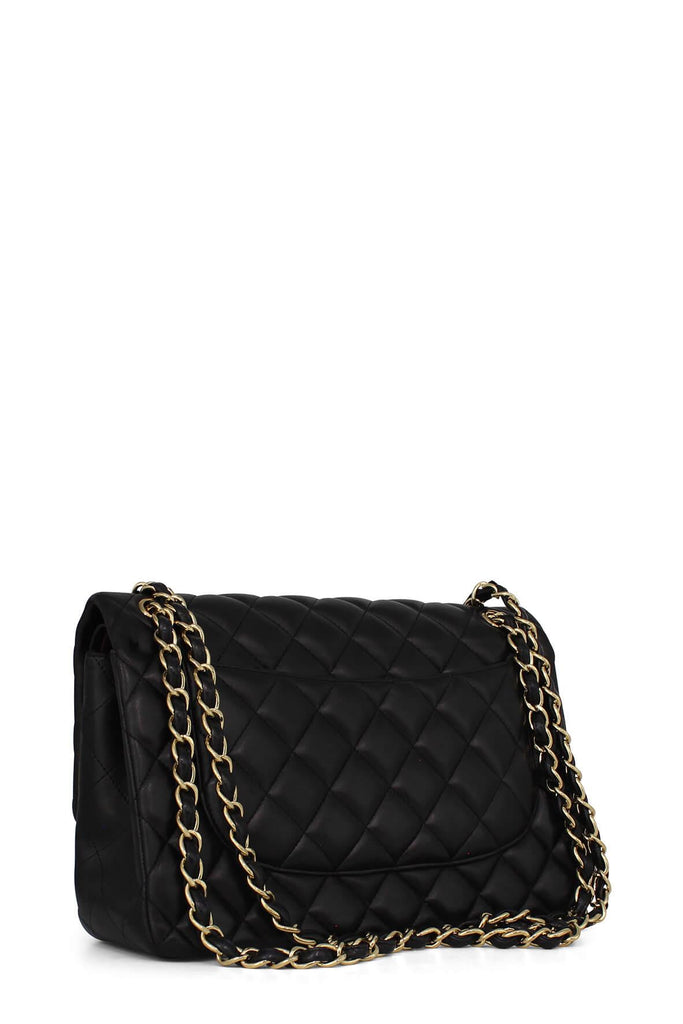 Quilted Lambskin Jumbo Classic Flap Bag Black with Gold Hardware - CHANEL