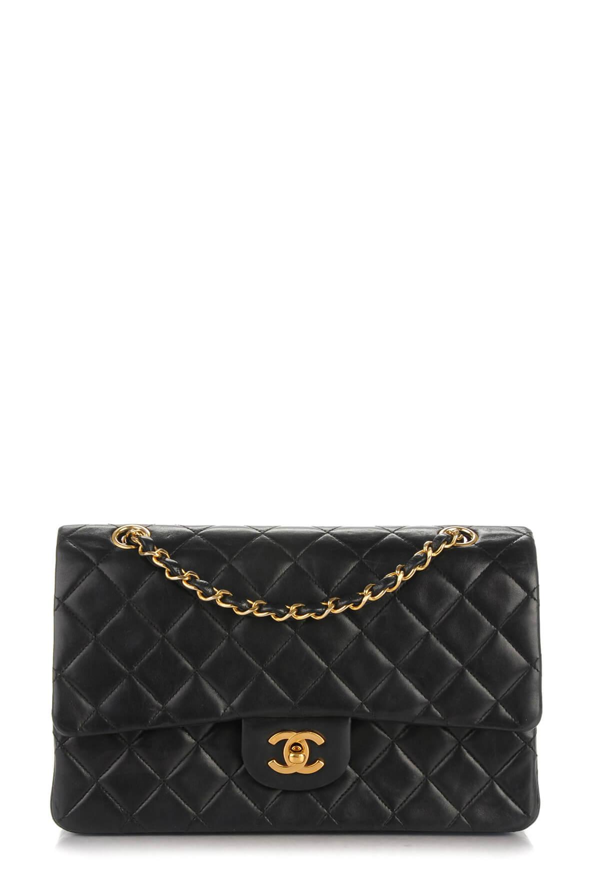 Quilted Lambskin Medium Classic Flap Bag Black with Gold Hardware – Style  Theory SG
