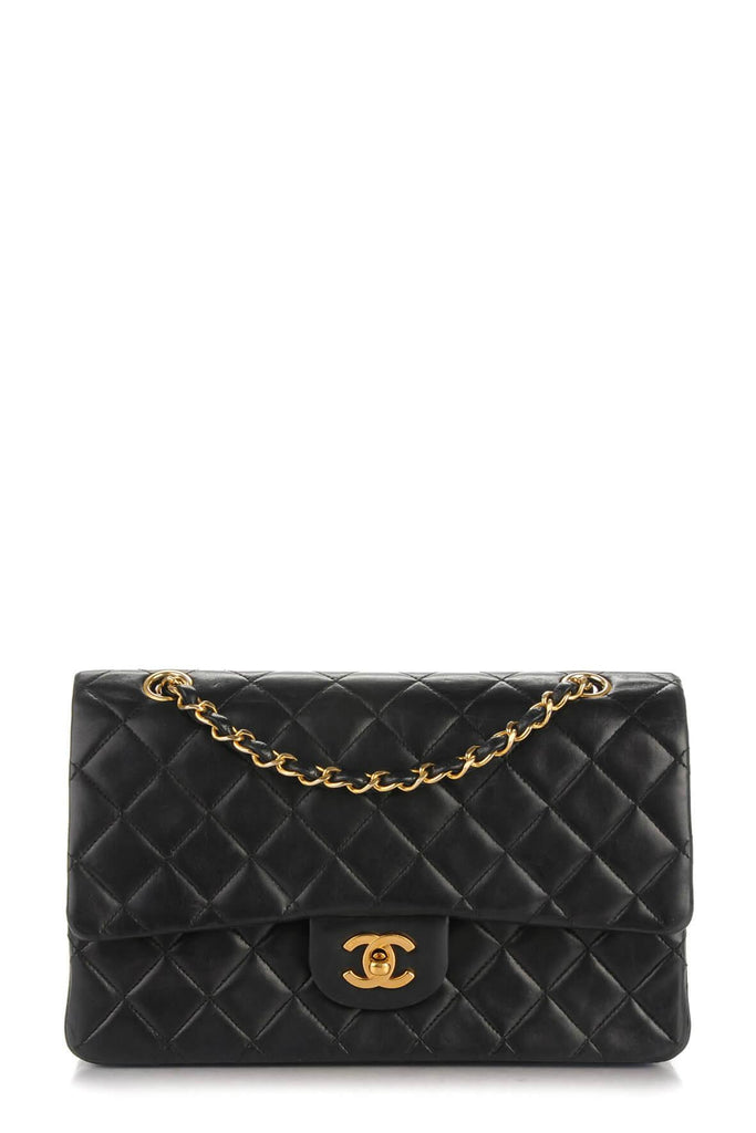 Quilted Lambskin Medium Classic Flap Bag Black with Gold Hardware - CHANEL