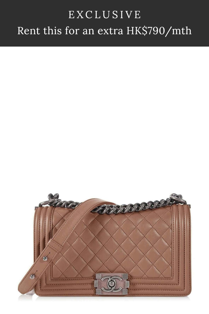 Quilted Lambskin Old Medium Boy in Ruthenium Hardware Iridescent Rose Pink - Chanel
