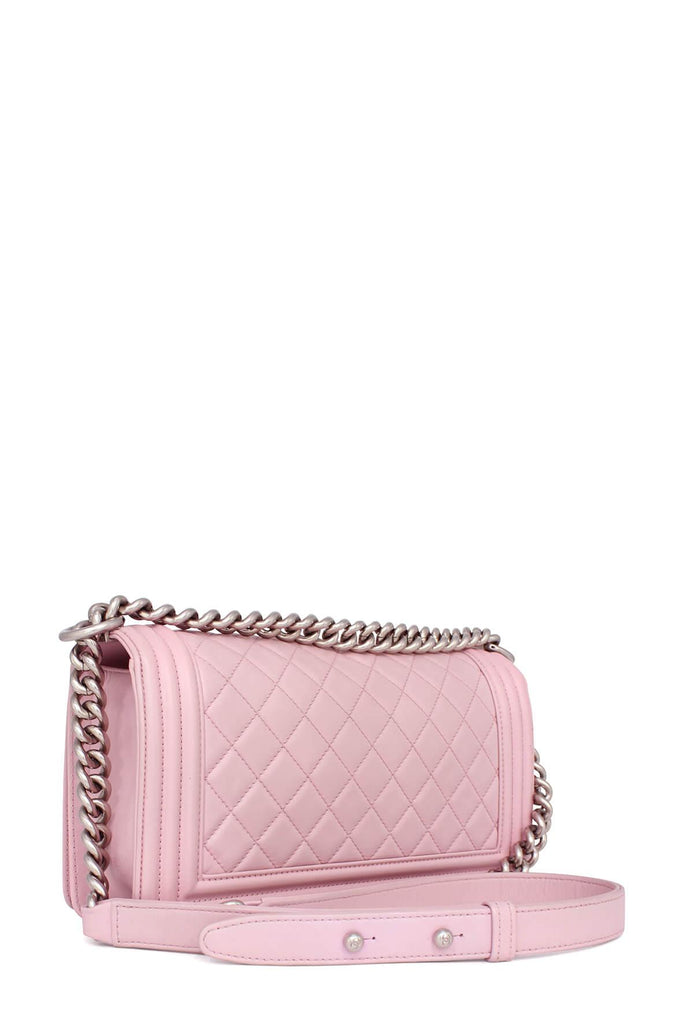 Quilted Lambskin Old Medium Boy Pastel Pink in Silver Hardware - Chanel