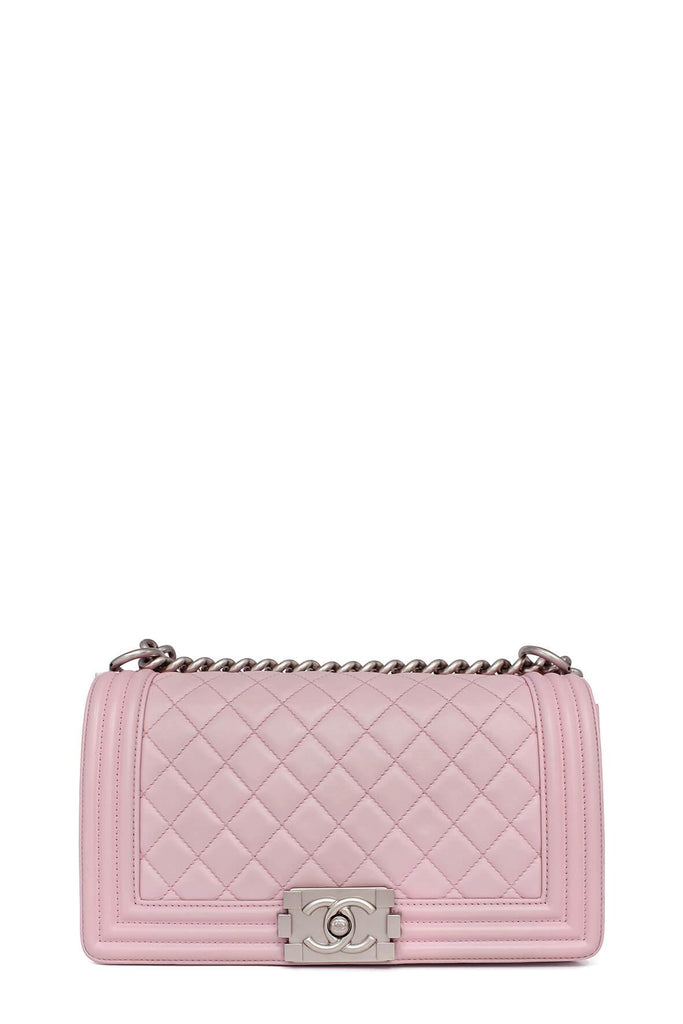 Quilted Lambskin Old Medium Boy Pastel Pink in Silver Hardware - Chanel