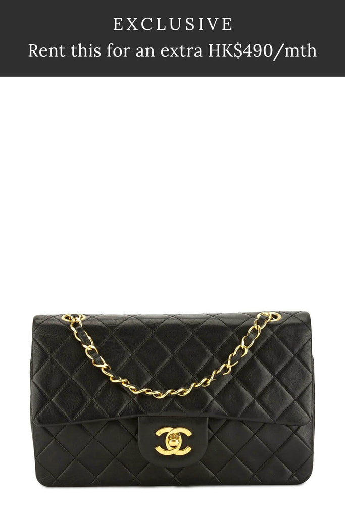 Quilted Lambskin small Classic Flap Bag Black with Gold Hardware - CHANEL
