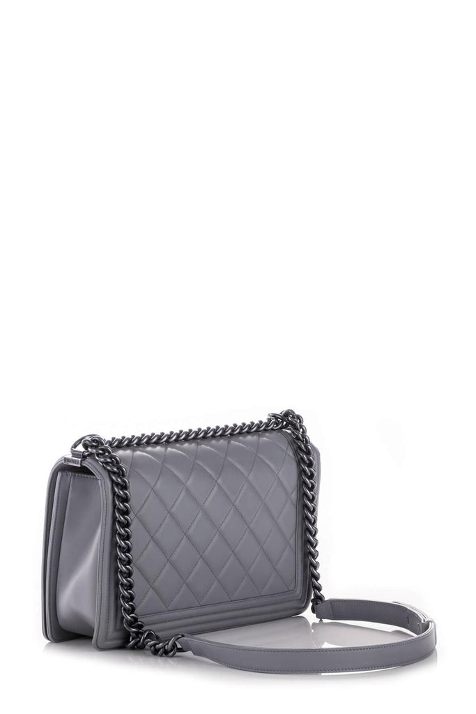 New Medium Quilted Boy with Ruthenium Hardware Grey - Chanel