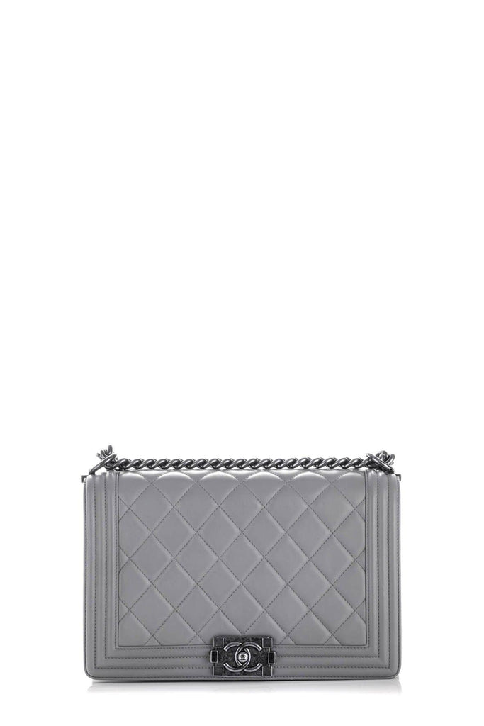 New Medium Quilted Boy with Ruthenium Hardware Grey - Chanel