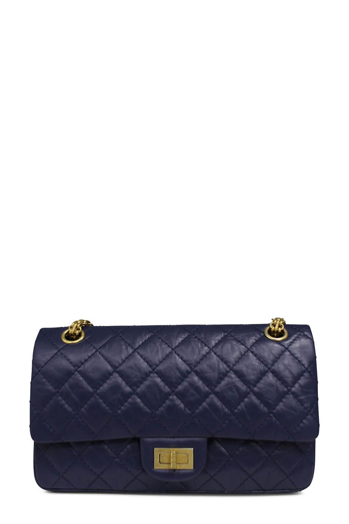 Reissue 225 Double Flap Navy Blue with Gold Hardware - CHANEL