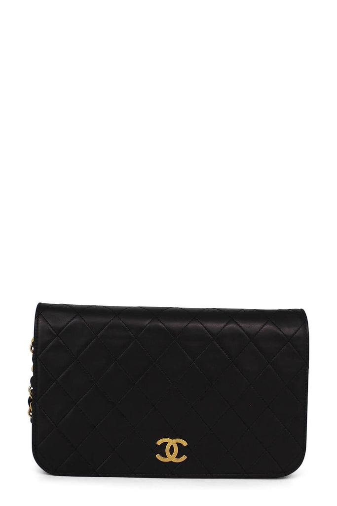 Vintage Quilted Lambskin Full Flap CC Black with Gold Hardware - Chanel