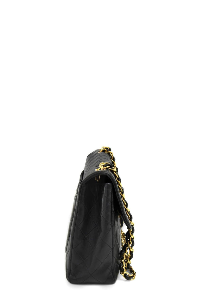 Vintage Quilted Lambskin Jumbo Classic Flap Bag Black with Gold Hardware - CHANEL