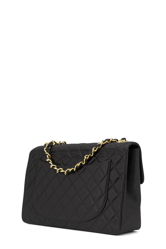 Vintage Quilted Lambskin Maxi Classic Flap Bag Black with Gold Hardware - CHANEL
