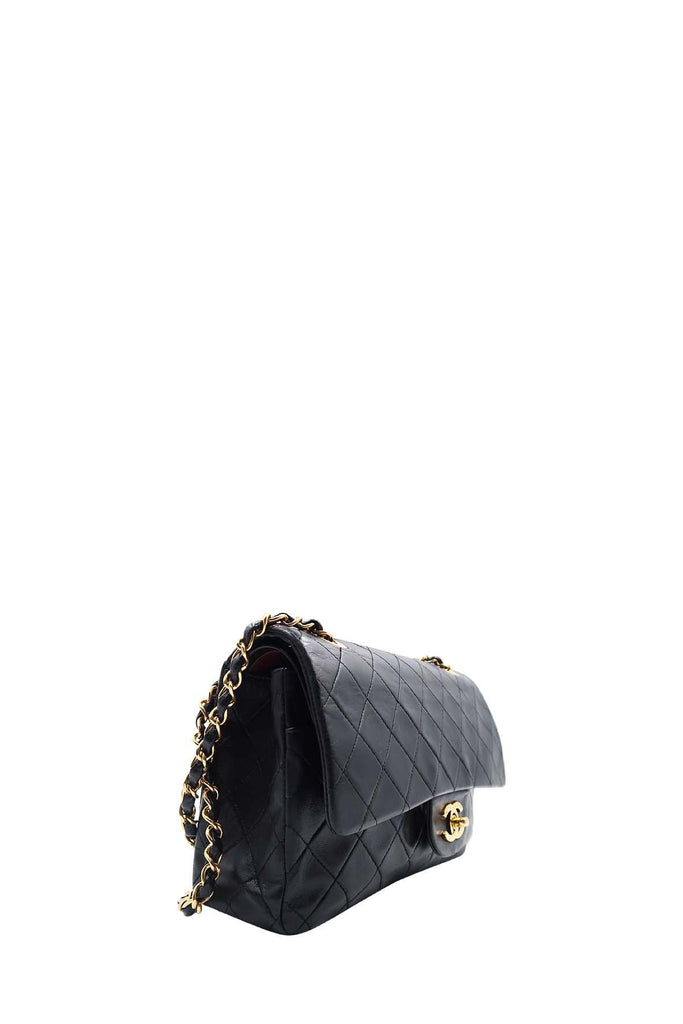 Vintage Quilted Lambskin Medium Classic Flap Bag Black with Gold Hardware - Chanel