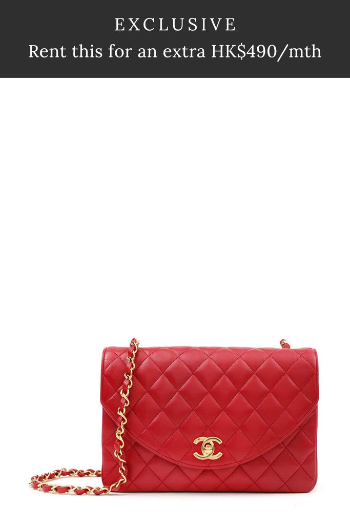 Vintage Quilted Lambskin Round Flap Bag Red - CHANEL