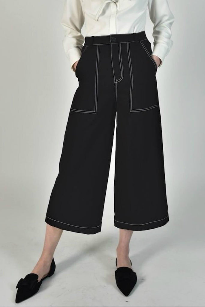 Contrast Stitching Cropped Pants - Cistar