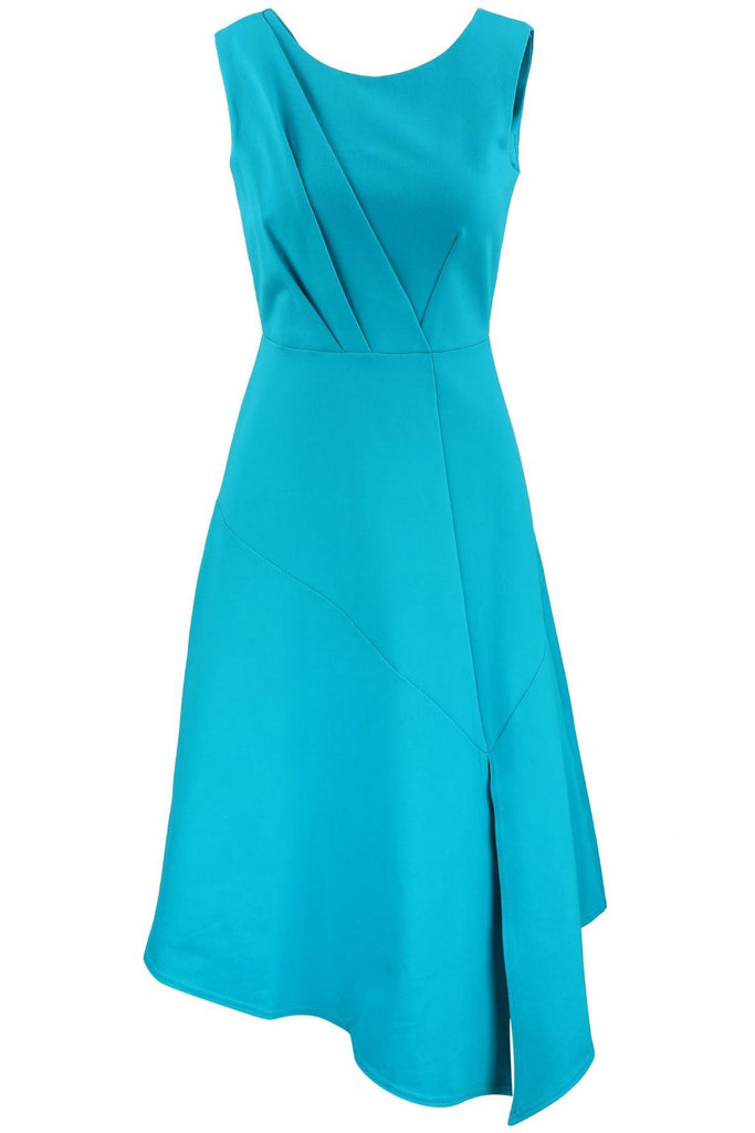 Blue Asymmetrical Hem Midi Dress - Closet London